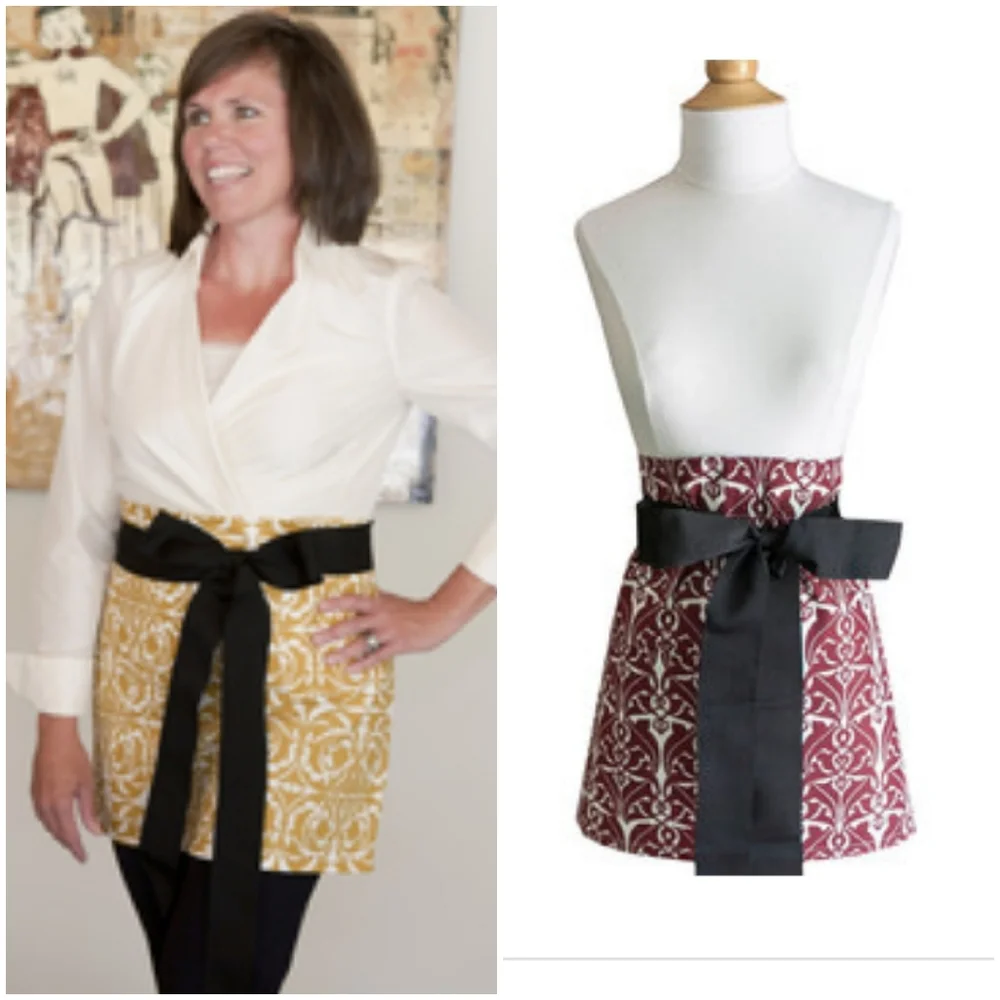 Hen House Linens Blue Black Cocktail Apron with Tie Bow & Pocket